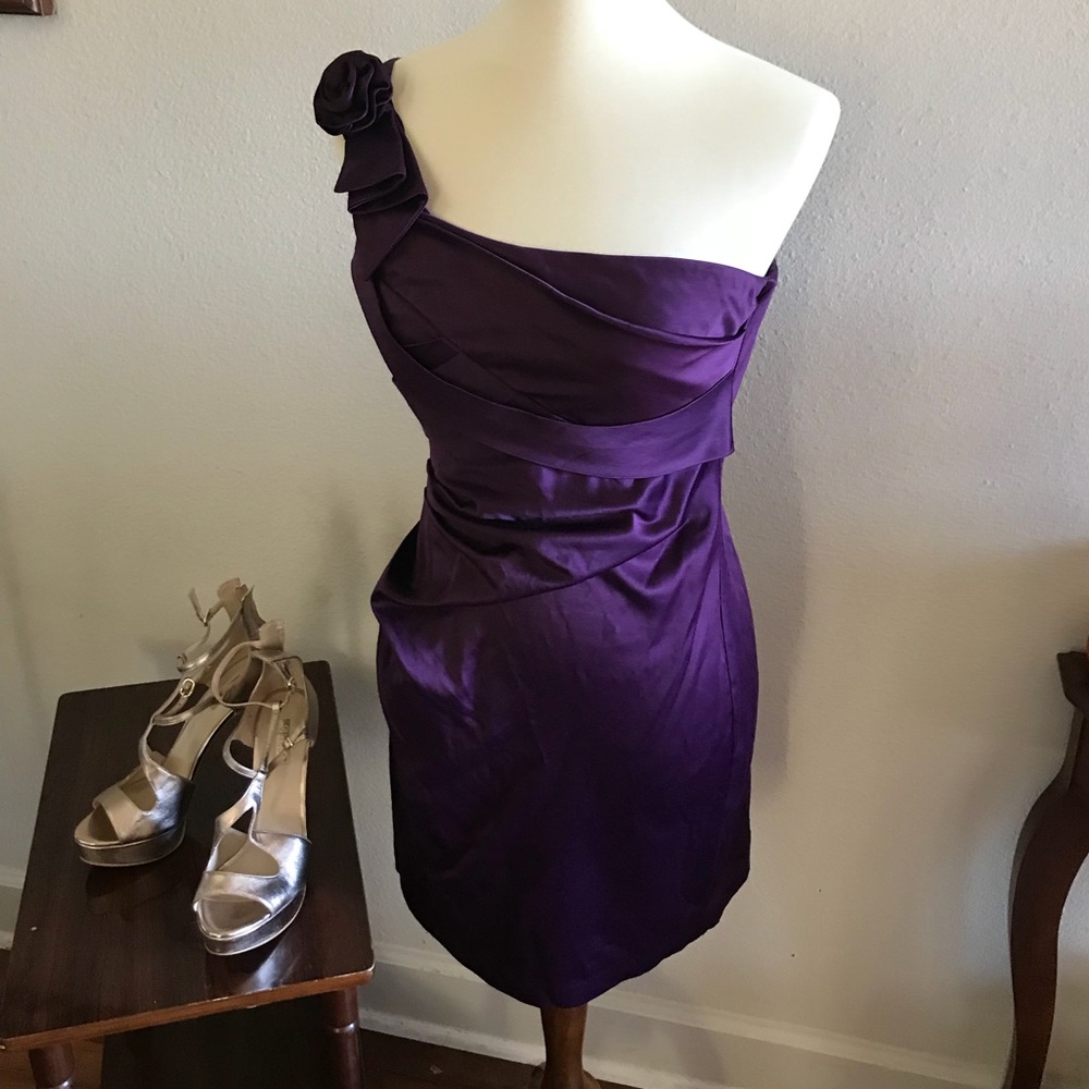 One shoulder purple cocktail dress - Picture 1 of 2